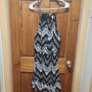 Love Fire Black and White Halter Mini Sundress